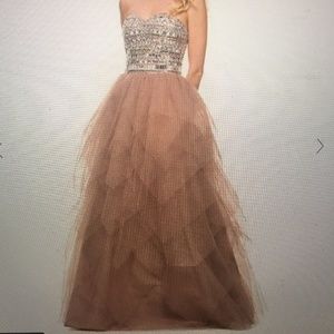 Strapless Formal Gown by Nox, Blush w/Tulle Skirt